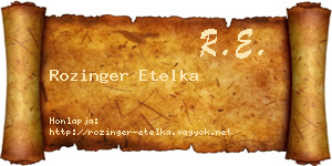 Rozinger Etelka névjegykártya